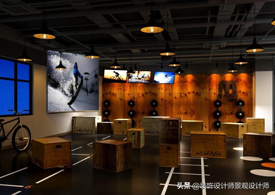 公司健身房设计效果图,书房健身房二合一设计效果图