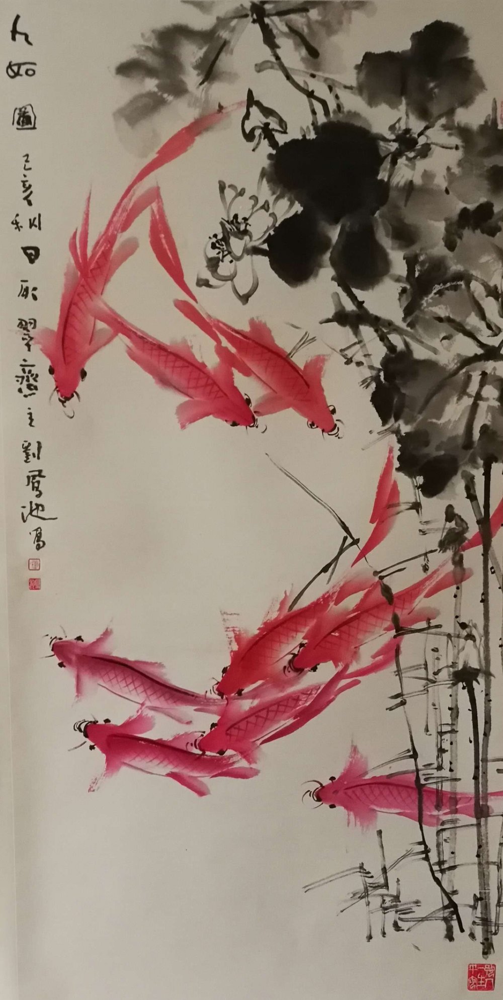 浦上生绿烟，波底荡红云，画家刘凤池水墨荷花别样红