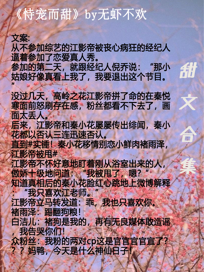 甜文宠文超甜无虐小说推荐娱乐圈,甜文小说娱乐圈推文双男主