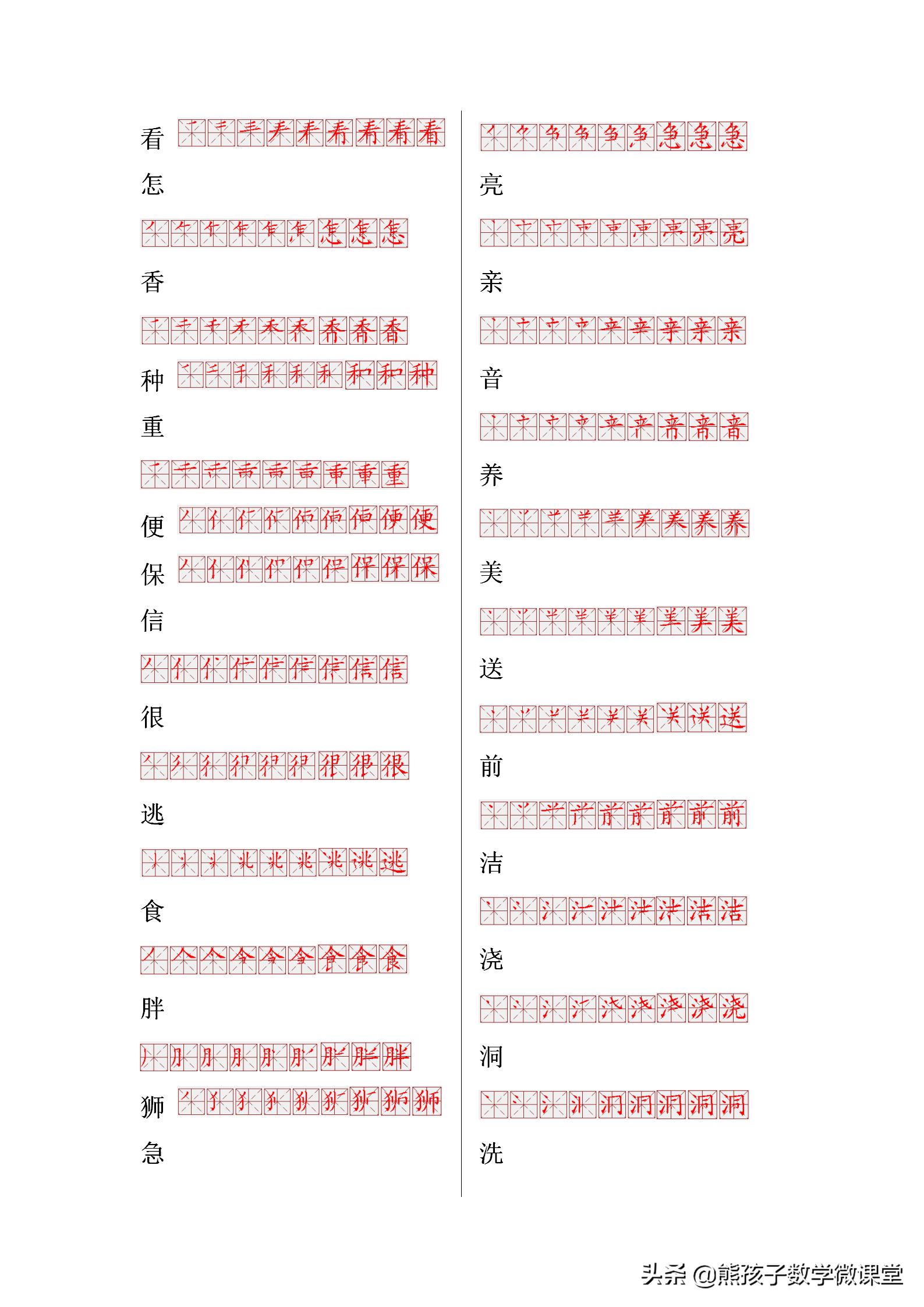 小学生生字笔顺表,小学生字笔顺口诀对应的字例