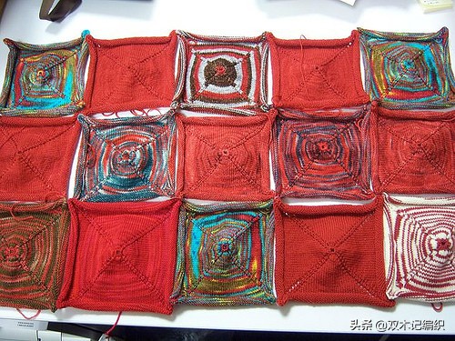 棒针编织漂亮的方块毯子,编织毯子棒针花样左右交叉