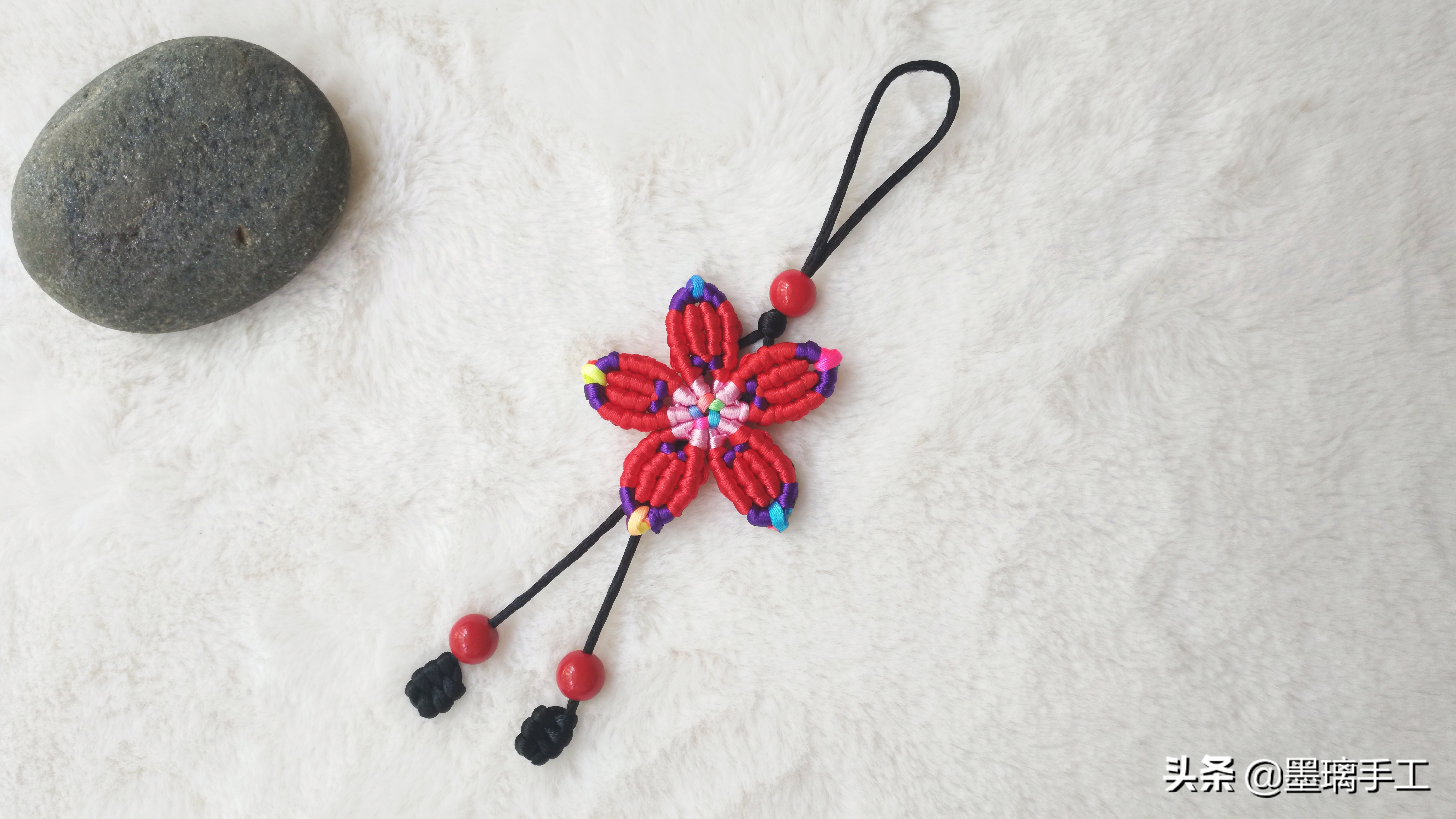 手工编绳大挂饰教程,手工编绳立体花朵挂毯视频教程