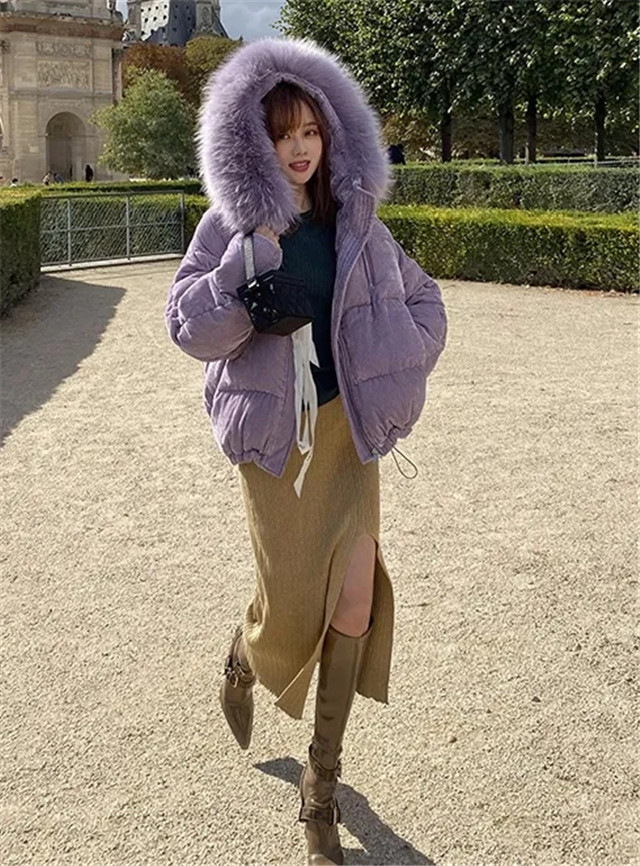 羽绒服小个子内搭裙145-150高级感,小个子羽绒服搭半身裙长度