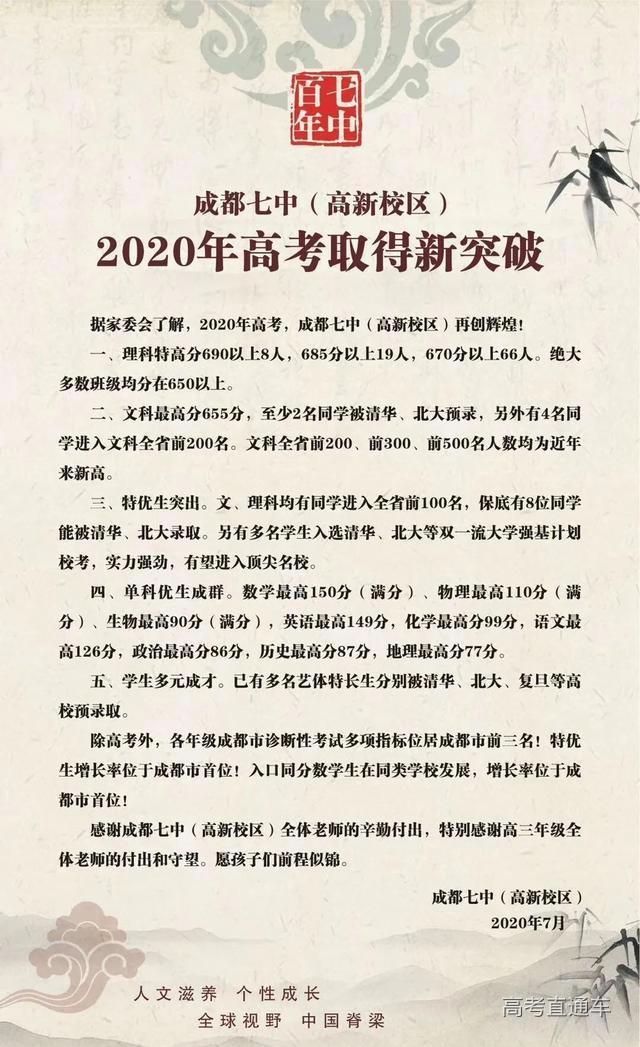 中国各省百强中学最新排名,全国十大中学名校排名榜前十名