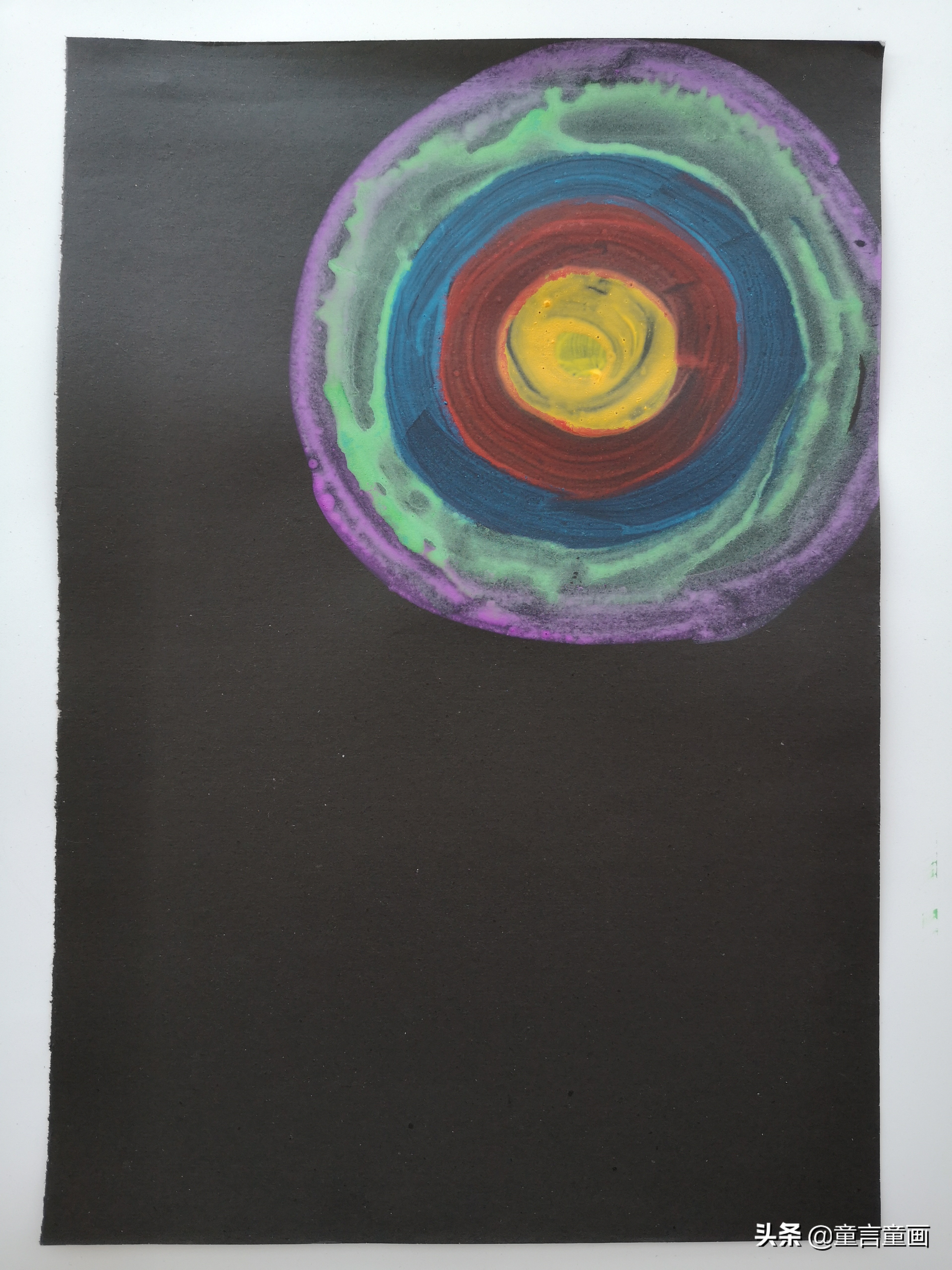 蓝色星空下的棒棒糖,儿童美术创意画手工棒棒糖