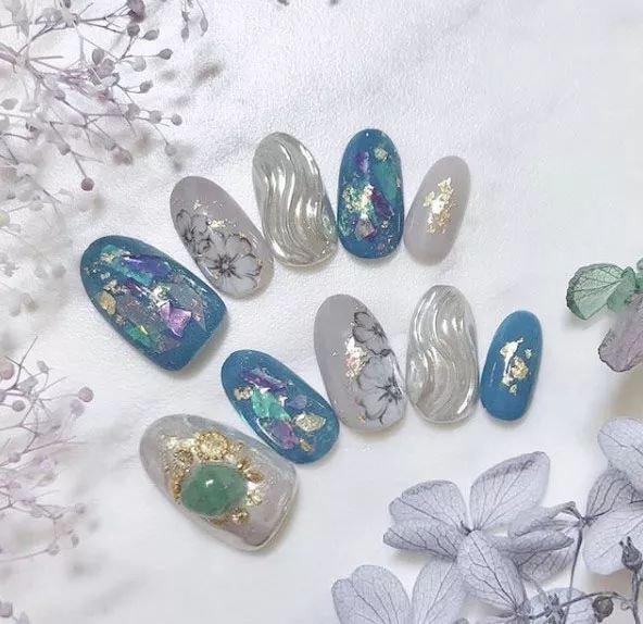 可盐可甜的美甲图片,手残党学的会的水波纹美甲教程