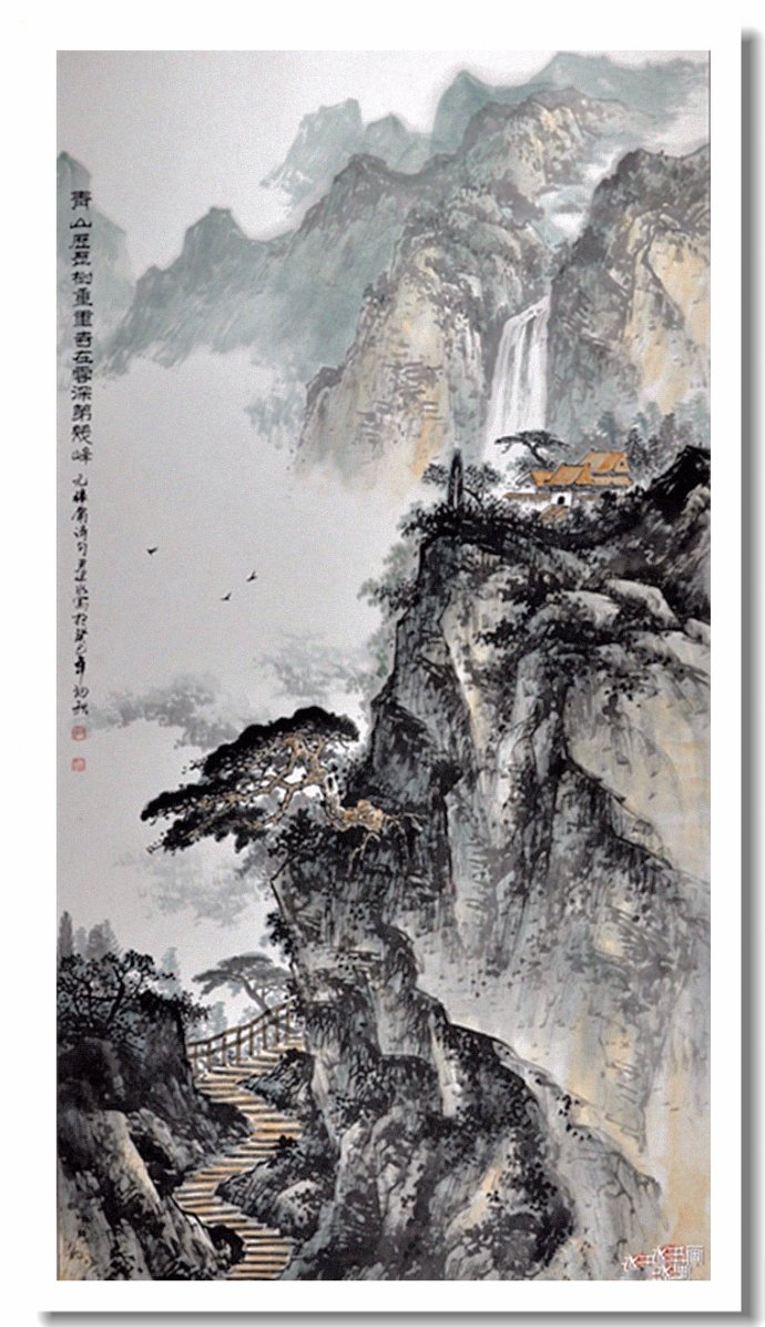 尹延水山水画作品,苏州市水墨山水画