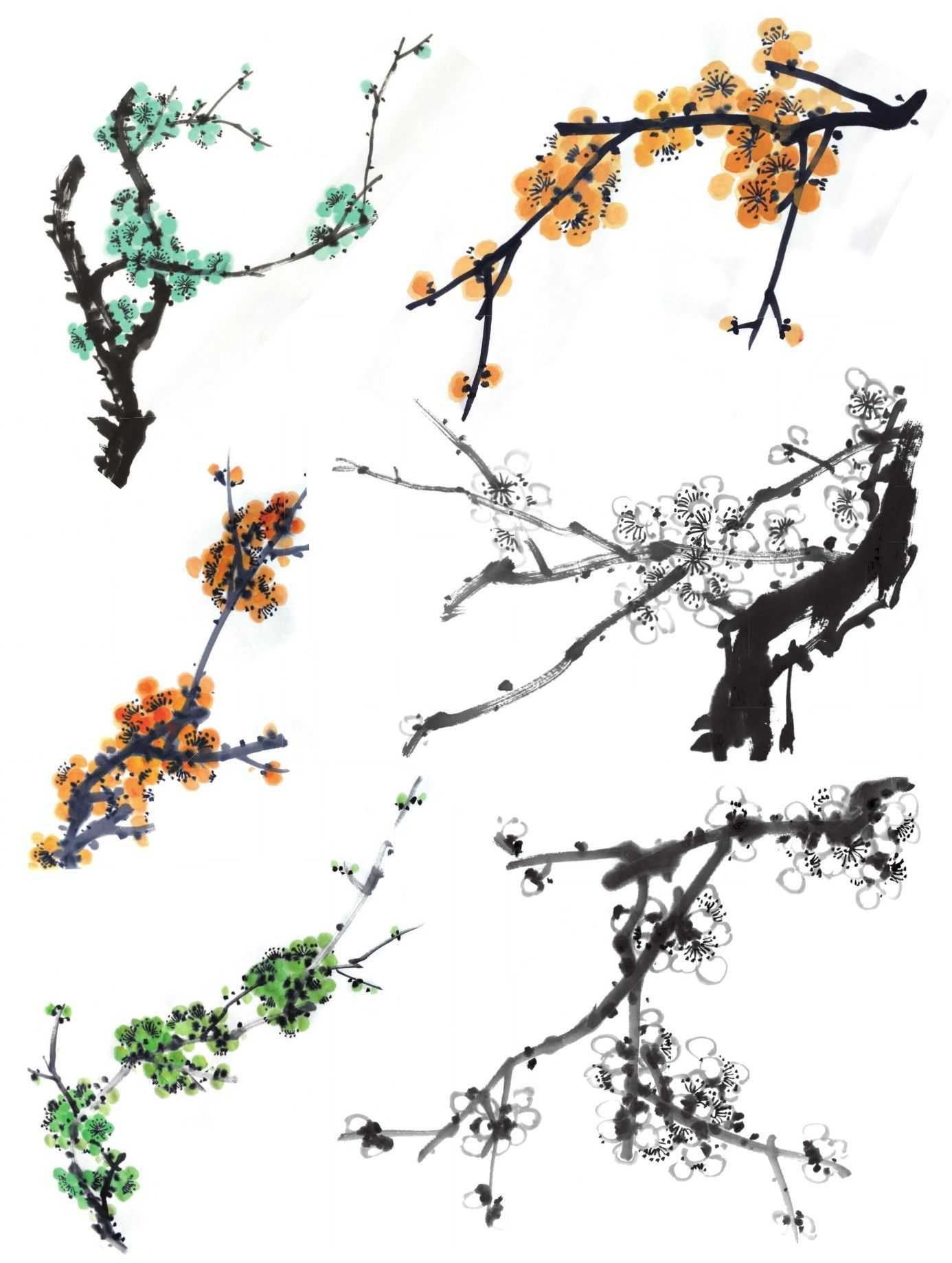 梅花入门画法教程,梅花的十种画法讲解