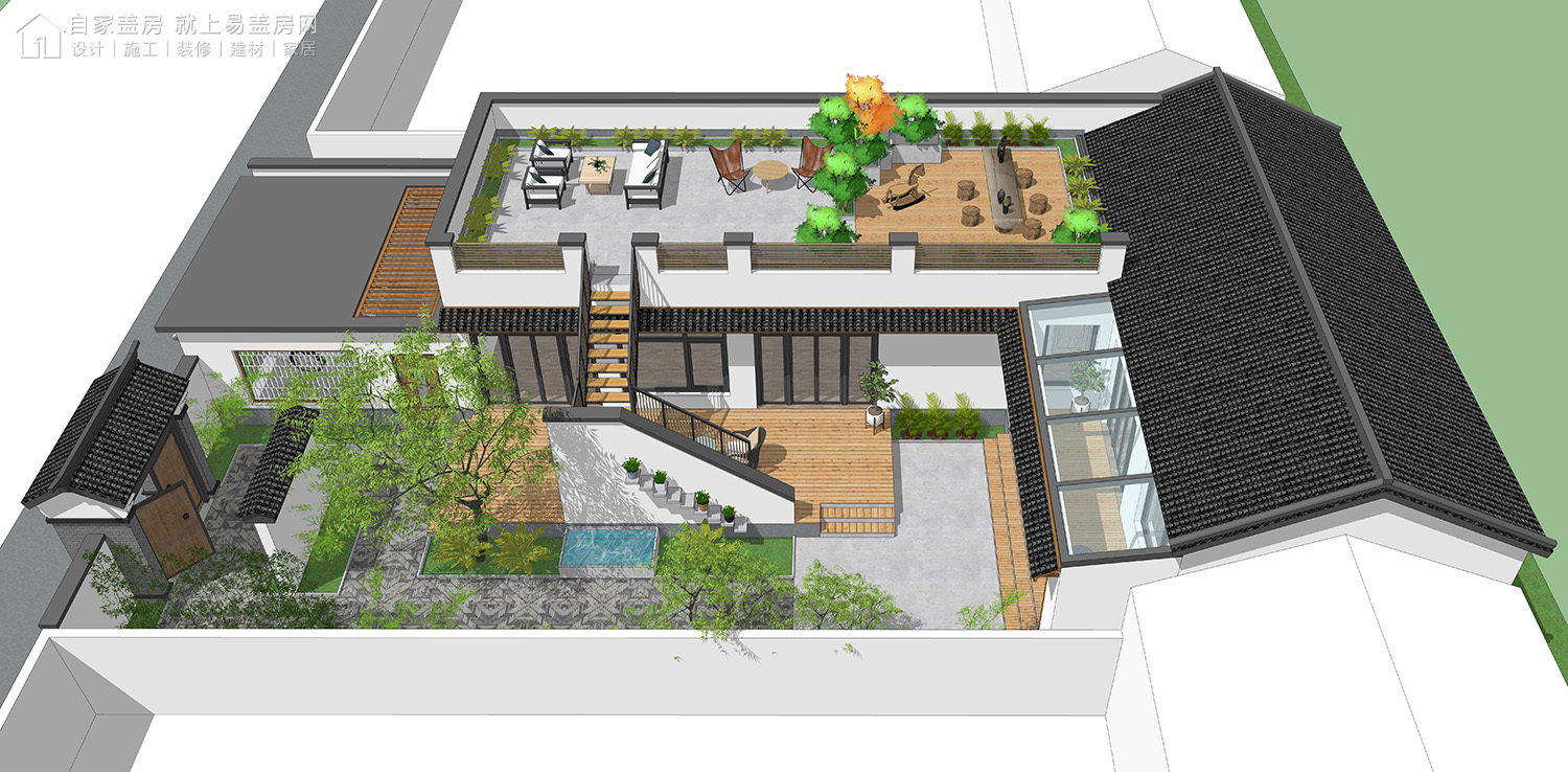 三层新中式别墅全套设计图纸,新中式合院别墅户型图纸