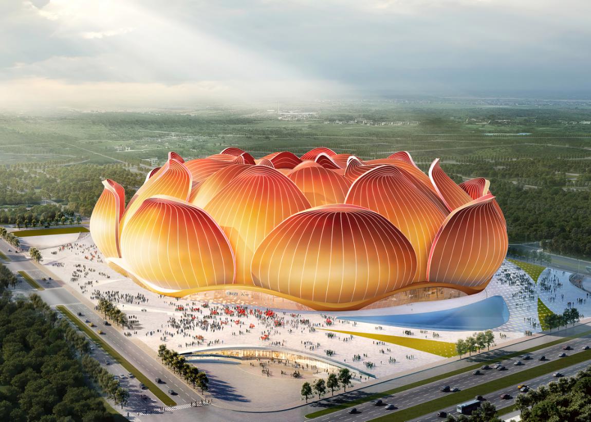 恒大足球场荷花造型火了,恒大荷花绽放