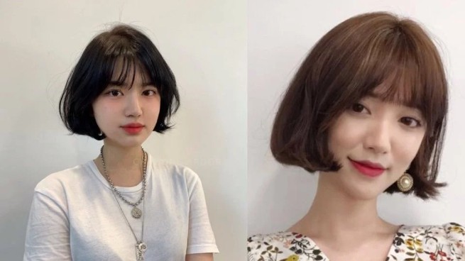 不挑脸型适合平刘海的短发,圆脸短发适合的刘海学生自己剪