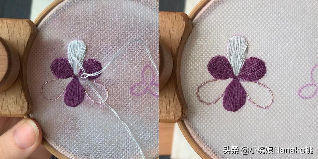 刺绣兰花发饰制作,手工刺绣发饰