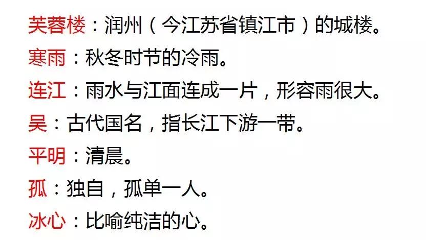 芙蓉楼送辛渐儿童版,人教版芙蓉楼送辛渐