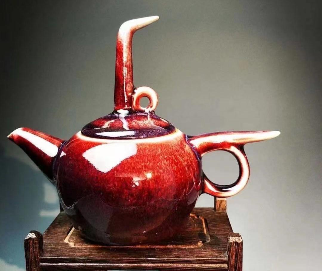 钧瓷瓷器窑变艺术,钧瓷大师贺文奇梅瓶