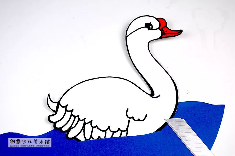 大白鹅儿童创意画,拼贴儿童画