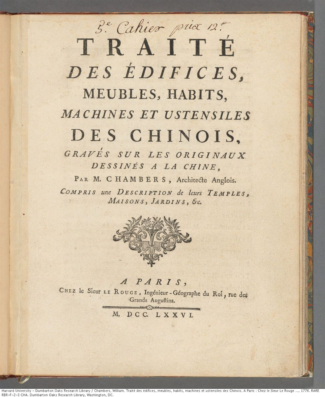 1757年版《中国建筑、家俱、服饰、机械和器皿之设计》插图欣赏