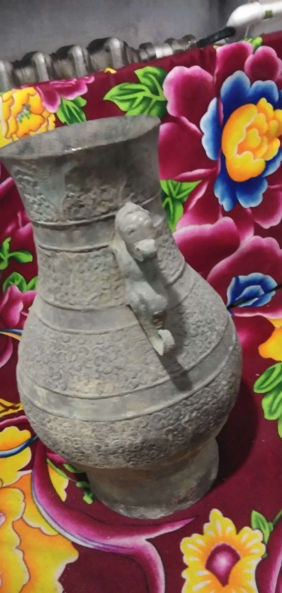 仿古青铜瓶,元代青铜双耳瓶