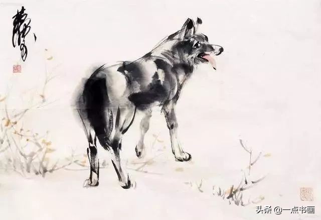 名家画狗速写作品欣赏,国画各种狗的画法