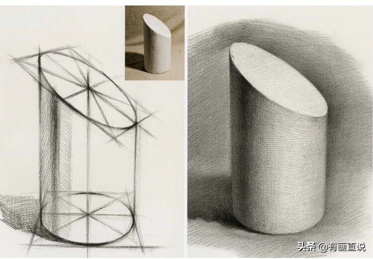 石膏几何素描临摹图片,几何石膏素描教学视频