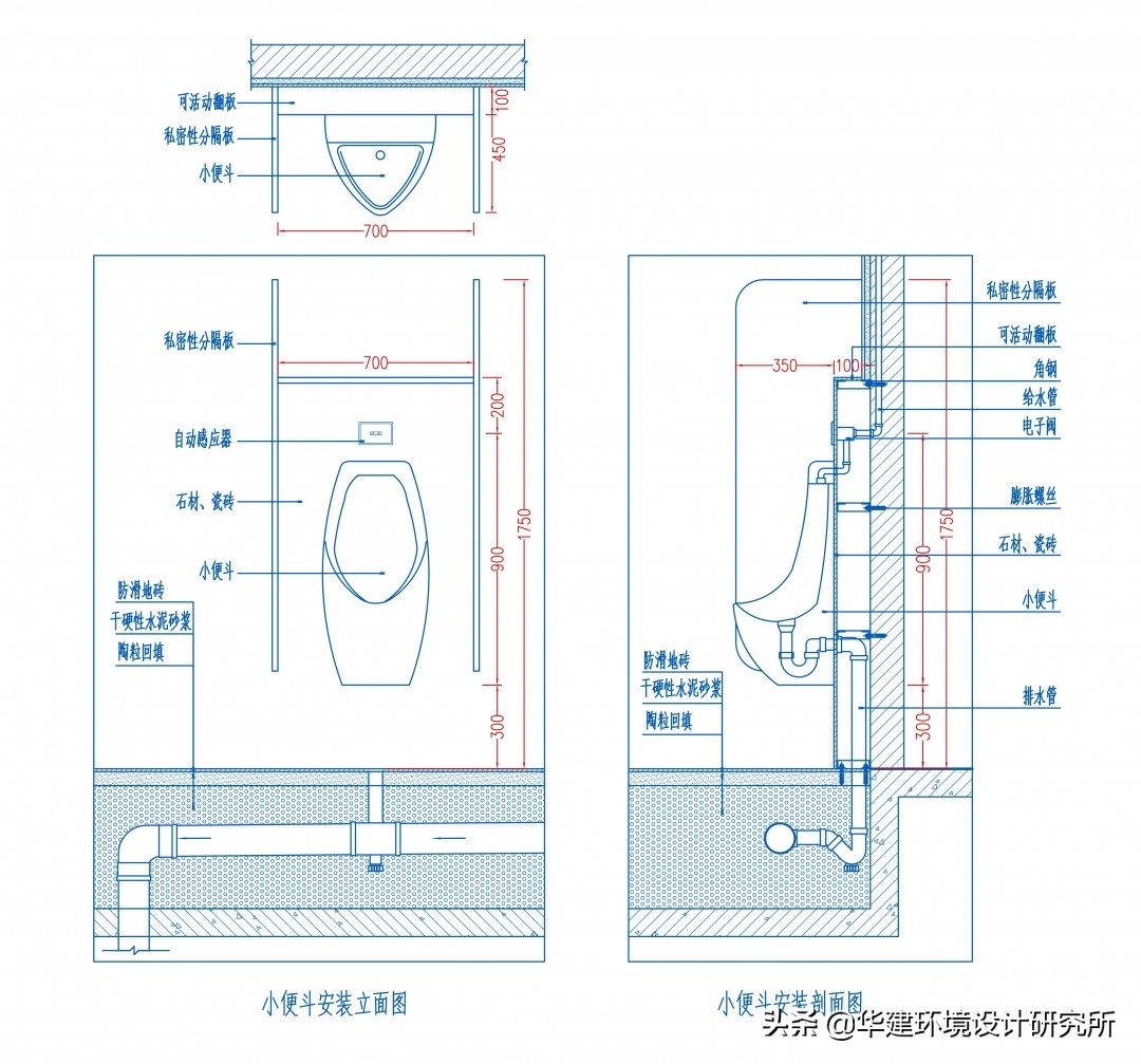 小便器设计布局,小便器安装技术交底