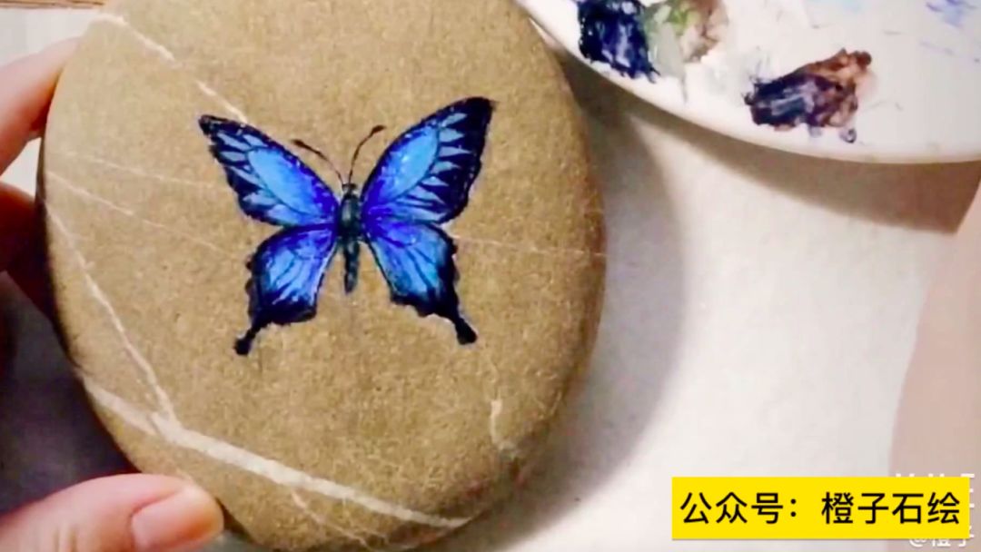 石头画蝴蝶教程视频,在石头上画蝴蝶用丙烯颜料
