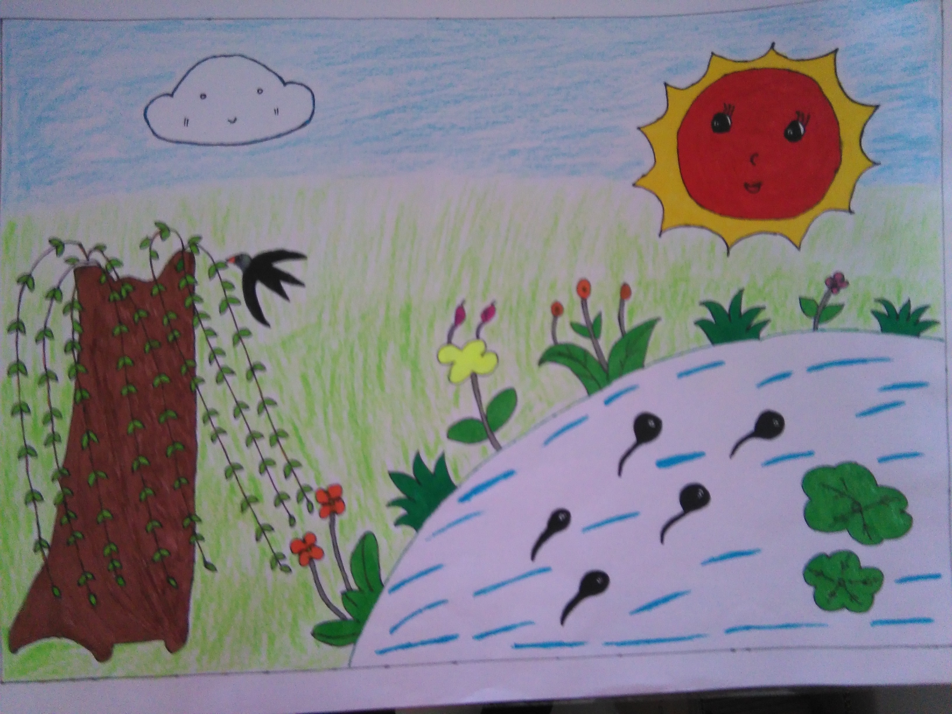 少女心爆棚的又简单的简笔画,安静女孩彩色简单简笔画图片