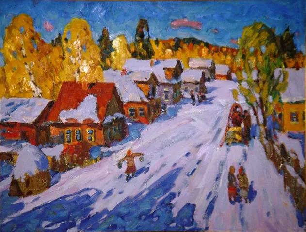 油画色彩风景,简单的风景画作