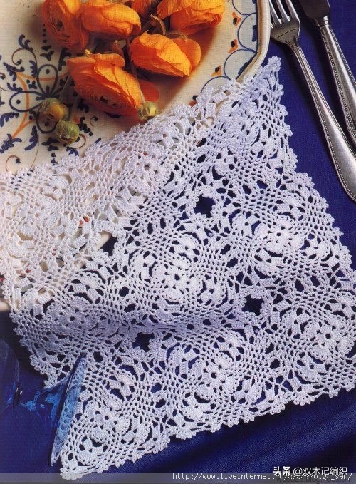 洛可可风蕾丝古典钩针桌布,钩针编织蕾丝长方形沙发巾图解