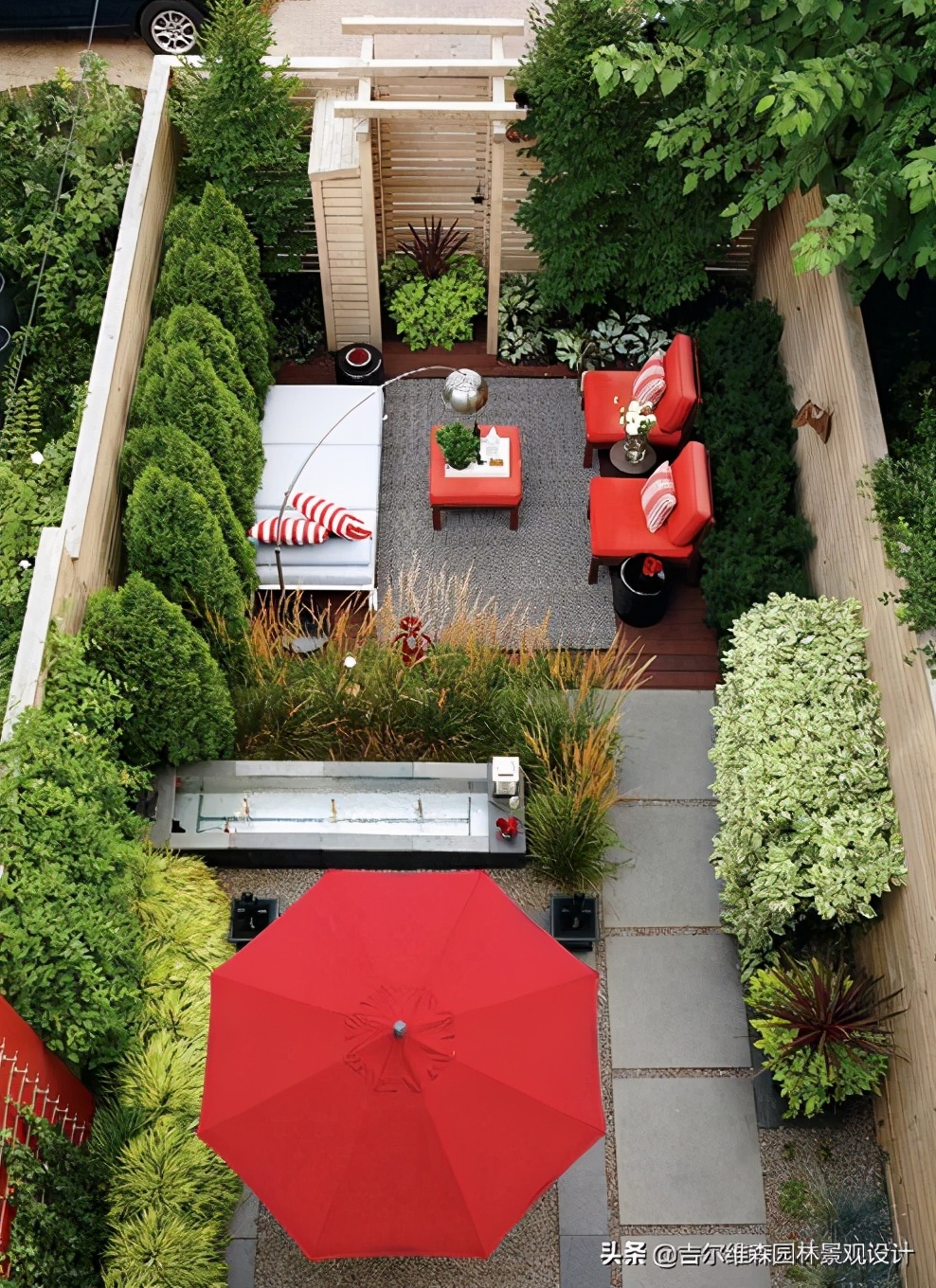 联排别墅庭院花园景观设计,别墅庭院园林景观图