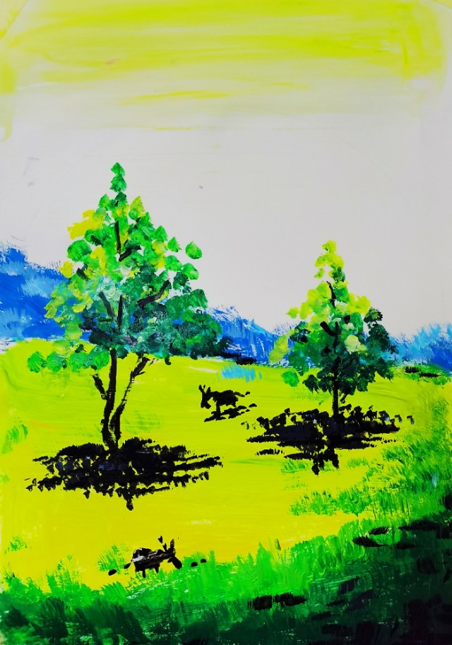 儿童画基础教程风景,色粉画教程风景简单儿童