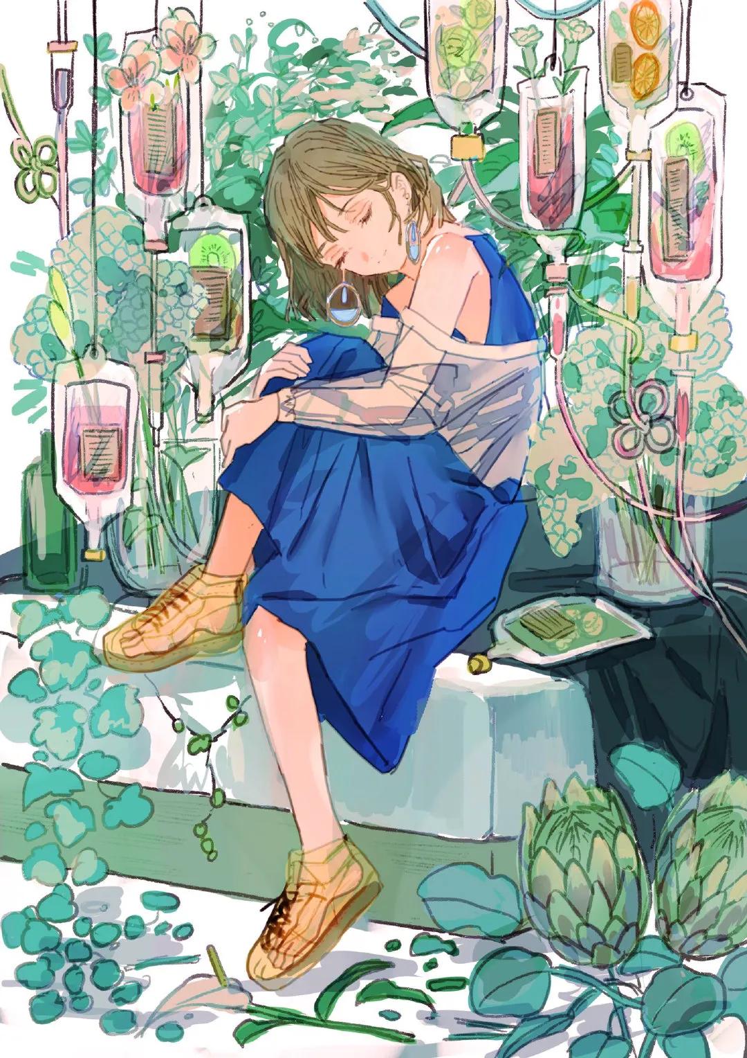 手绘插画天马行空的想象力,手绘二次元少女动漫视频