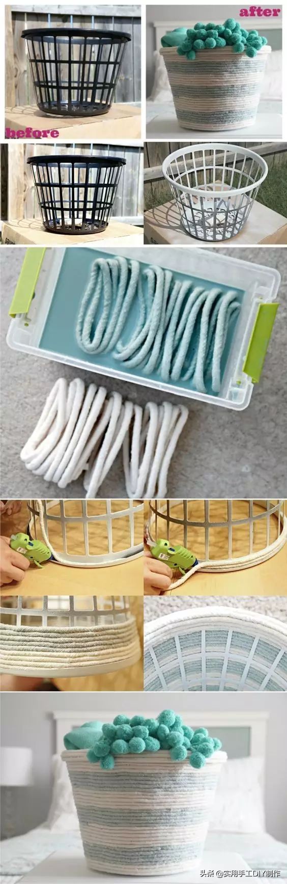 手工用绳子编织篮子简单又好看,怎样手工编篮子