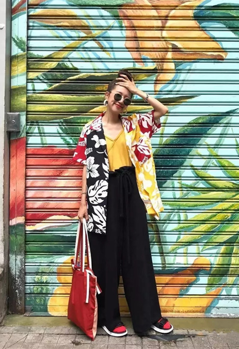 夏威夷蓝色火焰衬衫,夏威夷风衬衫搭配