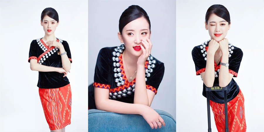 中国国际航空历代空姐制服,瑞丽航空空姐制服