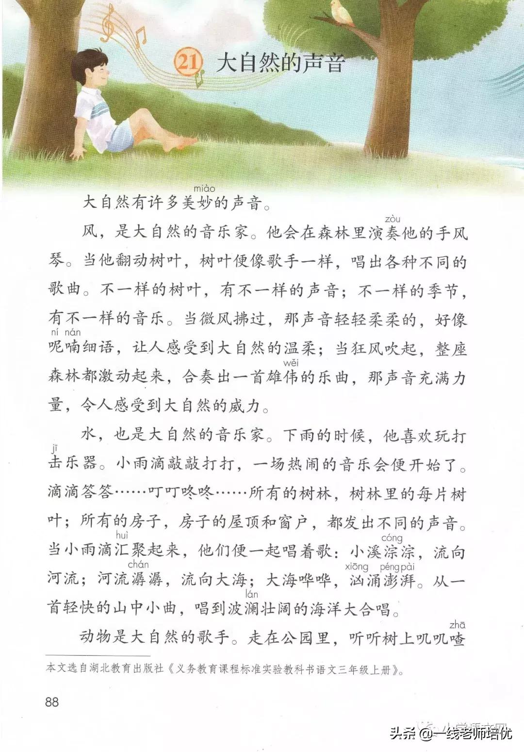 三年级21课大自然的声音全文图片,语文三年级大自然的声音课文讲解