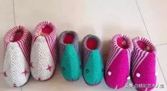 毛线拖鞋无后跟棒针编织全过程,棒针织毛线拖鞋花样图案大全