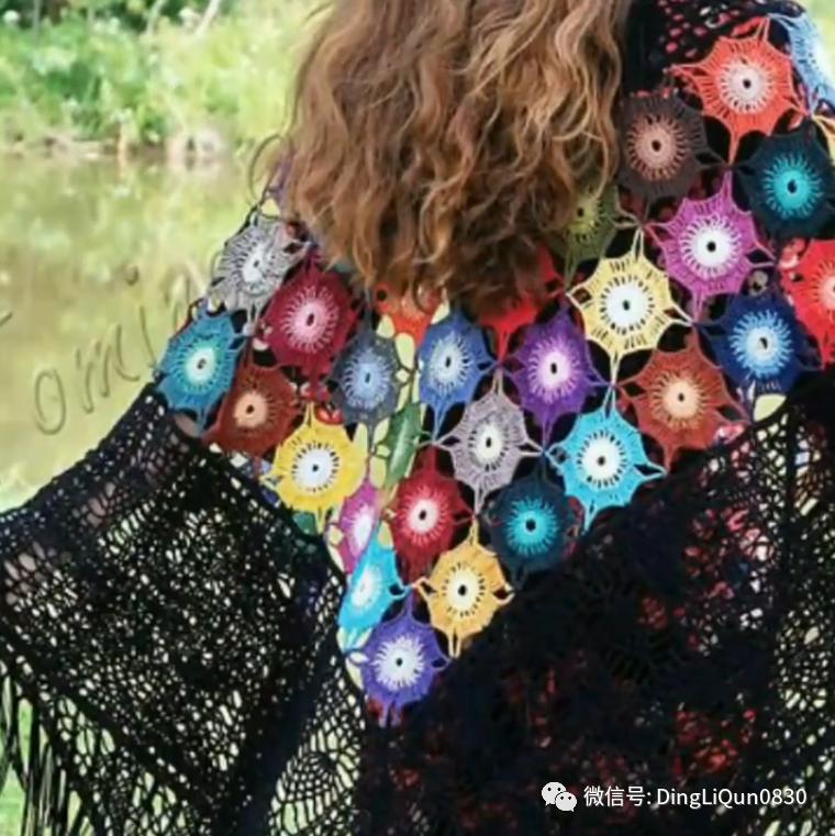 针织披肩作品,披肩花式围巾编织教程