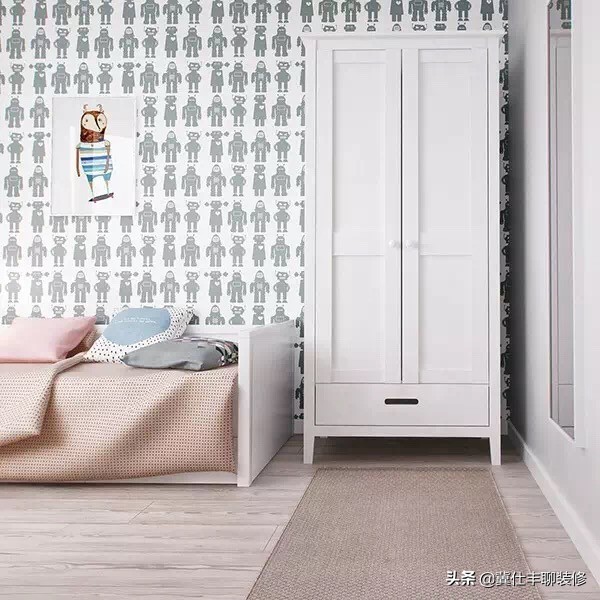 北欧卧室木纹砖铺贴效果图,北欧木地板砖房间效果图