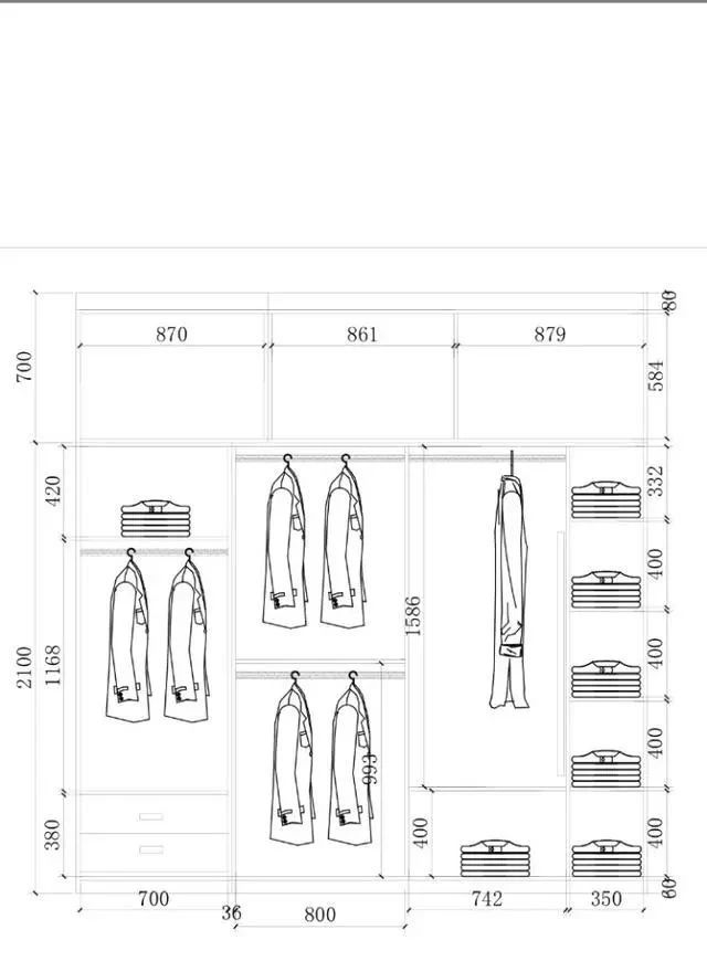 零基础怎样出衣柜结构图,各种尺寸衣柜布局尺寸图