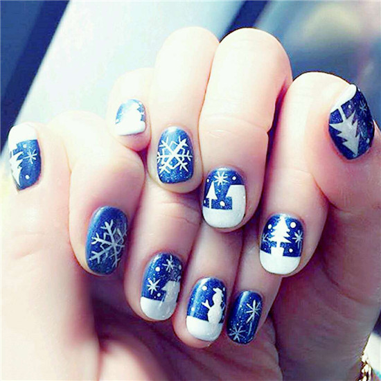 进巍美甲作品,宝蓝美甲款式图片