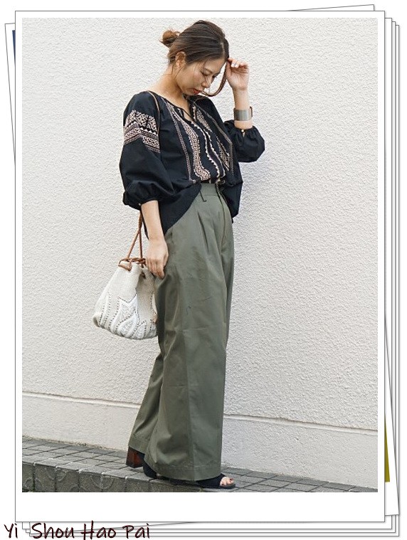 绿色阔腿裤搭配什么上衣女,绿色阔腿裤穿搭冬季女搭配