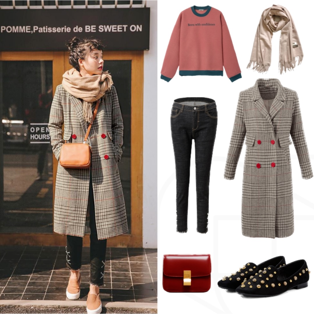 经典款高级英伦风气质大衣百搭,童装英伦风格子大衣
