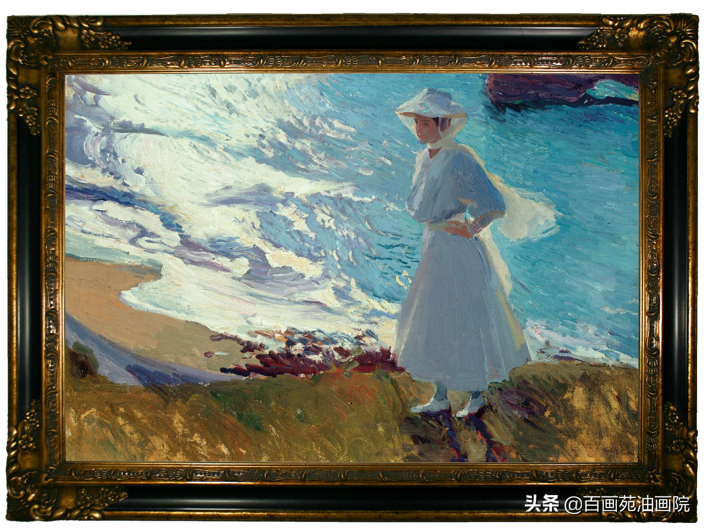 油画怎么刮海水,重彩油画风景画大海教程简单