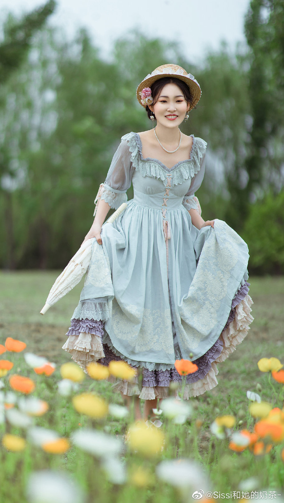 显瘦蓝色lolita夏季,好看显白凉快的lolita