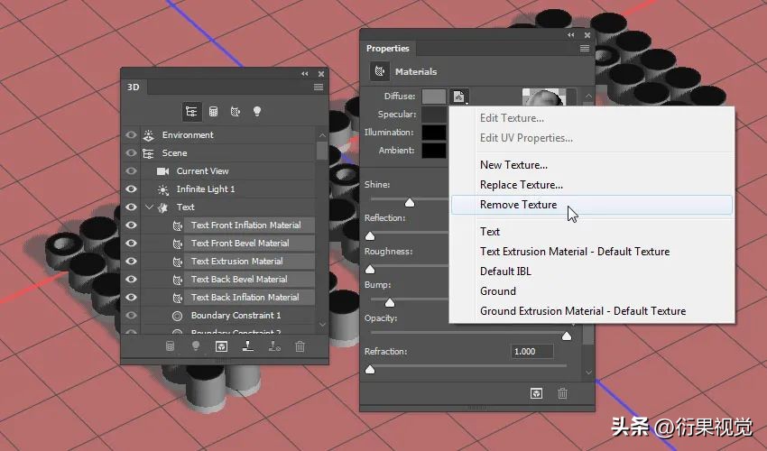 ps怎么做立体空心圆柱效果,ps文字贴合在圆柱上面