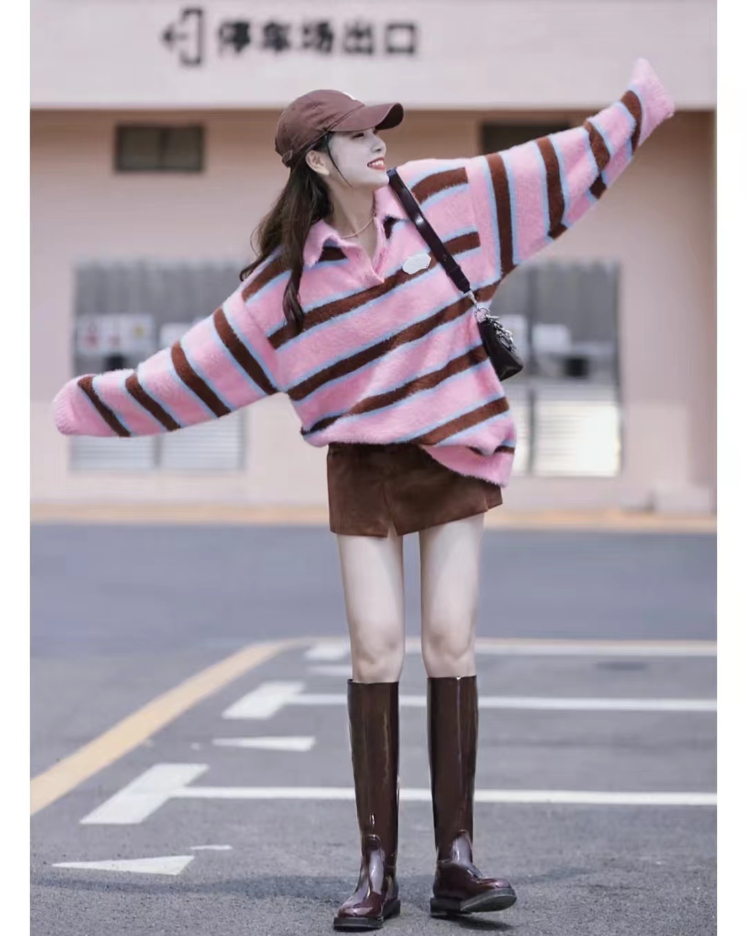 好穿又好搭时尚长筒宽靴,棕色长筒靴子女2022爆款洋气气质