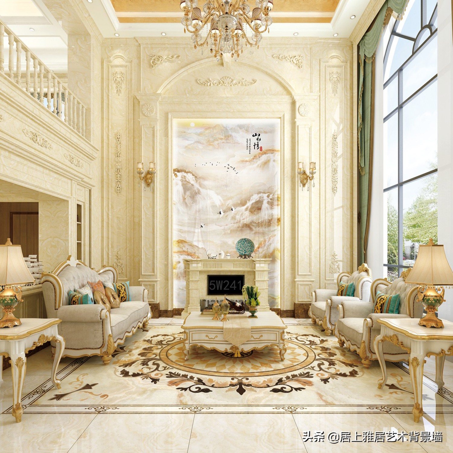 复式挑高沙发背景墙装饰画,自建房复式楼电视背景墙效果图