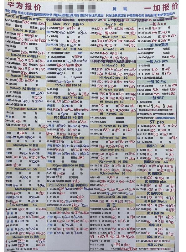 11月14日华强北各品牌全新手机报价