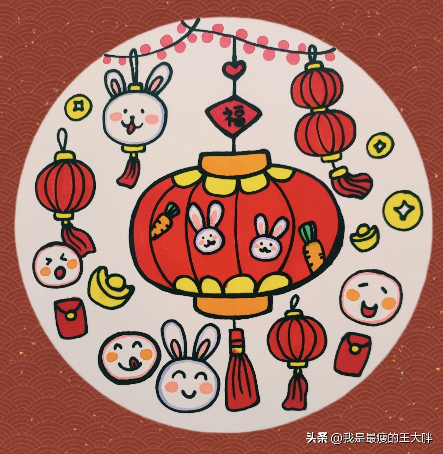 灯笼的画法元宵创意画,元宵节画灯笼简笔画