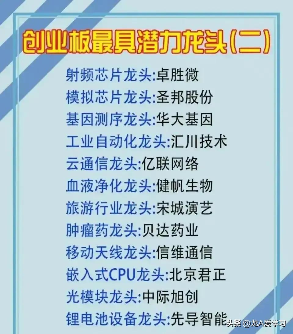 汽车创业板龙头股有哪些,创业板2元左右的龙头股